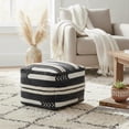 thumbnail image 2 of LR Home Small Over-tufted Geometric Indoor Square Pouf, Black/White, 18" x 18" x 14", 2 of 9