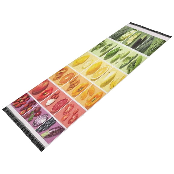 Vintage Modern Runner Rug,Non Slip Machine Washable 72"x23.5" Polyester Material Pet-Friendly Durable,Applicable to Entryway Rug Living Room Rug Rainbow Blocks