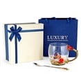 thumbnail image 4 of STP GOODS Graceful Bloom Enamel Glass Mug with Spoon in Gift Box 11.2 fl oz (330 ml) Floral Cup with Teaspoon Coffee and Tea Mug, Red Clear, 4 of 8