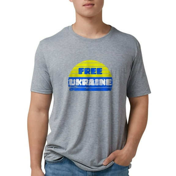 CafePress - Free Ukraine Men's Deluxe T Shirt - Mens Tri-blend T-Shirt