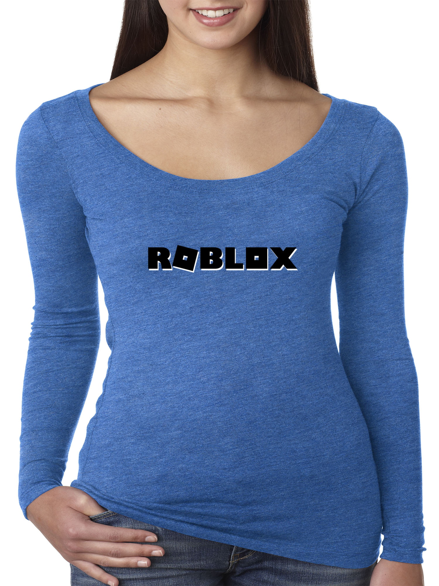 Trendy Usa Trendy Usa 1168 Women S Long Sleeve T Shirt Roblox Block Logo Game Accent Large Royal Blue Walmart Com Walmart Com