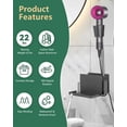thumbnail image 5 of Yikeyo Adjustable Wall Mounted Dryer Holder Hands Free Hair Dryer Stand No-Punch with Storage for Bathroom, Grey, 5 of 8
