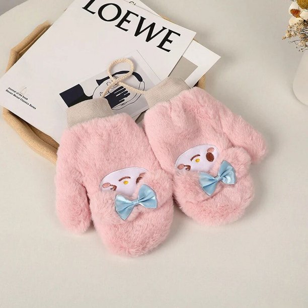 Sanrio Cinnamoroll-guantes de felpa My Melody, manoplas gruesas de Anime coreano Kawaii, bufanda para montar en invierno, protección contra el frío, 2023