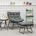 thumbnail image 2 of Outsunny Rattan Chair w/ Stool, Cushion, Adjustable Foot Pads, Grey, 2 of 10