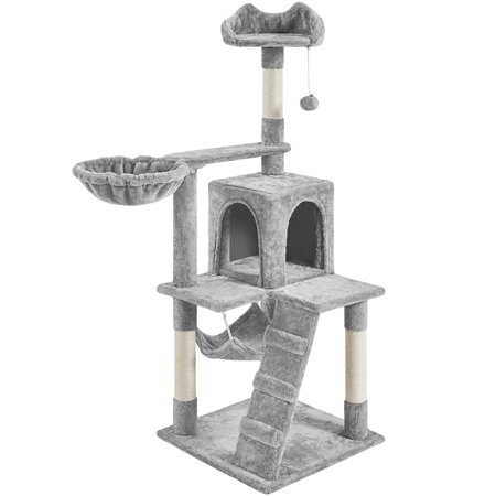 Yaheetech 53.5 H Multilevel Cat Tree with Cat Ladder Large Cats Light Gray