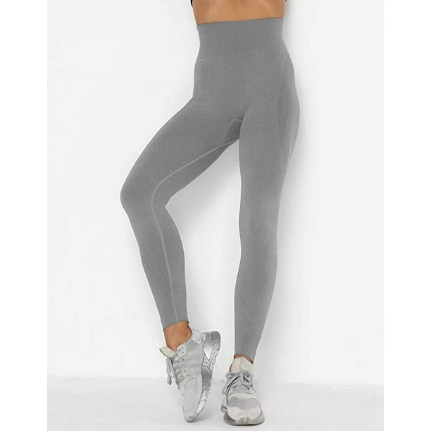Women's Rib Leggings Grey Seamless High Waist Gym Wear –