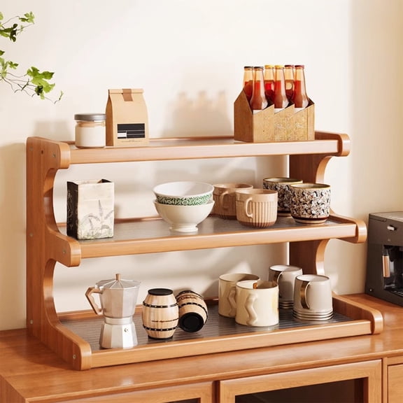 Easter 3-Tier T-Shaped Desktop Storage Shelf Multi-use Organizer Rack for Kitchen Supplies Office Stationery Cup Home Dormitory Countertop Storage Year of the Horse Home Organizer, Khaki