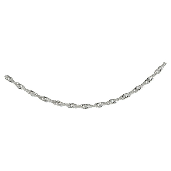Brilliance Sterling Silver 1,8mm Singapore Chain, 20inch Necklace. Made In Italy