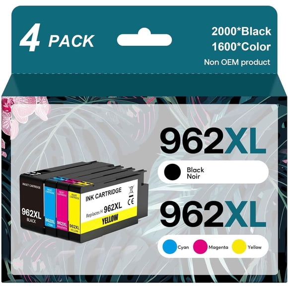 962XL Ink Cartridges Combo Pack Compatible for HP 962 Ink Work with HP OfficeJet Pro 9015 9020 9012 9010 9018 9025 9019 Printers for Home and Office(