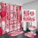 thumbnail image 1 of Juego de 4 cortinas de ducha para San Valentín 2022 con alfombrillas antideslizantes, alfombrilla de baño, tapa de inodoro y 12 ganchos., 1 of 5