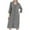 Gray, variant on Women's Zipper Front V Neck Waffle Robes 3/4 Sleeve Zip Up Soft Cotton Long Housecoats Lightweight Knee Length Bathrobe Nightgown Casual Loose Sleepwear Loungewear with Pockets