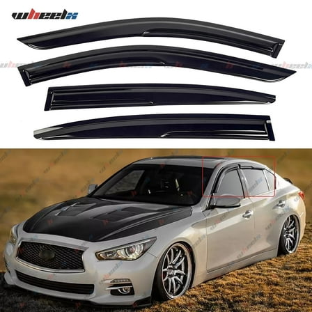 4Pcs Window Visors for Infiniti Q50 2014 2015 2016 2017 2018 2019 2020 2021 2022,Window Deflector Rain Guards Sun Visors Vent Deflectors,Tape-On Style
