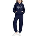 thumbnail image 3 of Piuwrlz Teen Sweatsuits Sets Girls Two Piece Jogger Set Pocket Round Neck Sweats and Sweatpants Dark Blue Size 7 Years, 3 of 7