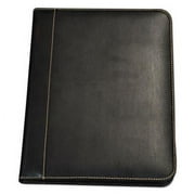 Samsill-1PK Contrast Stitch Leather Padfolio, 8 1/2 X 11, Leather, Black