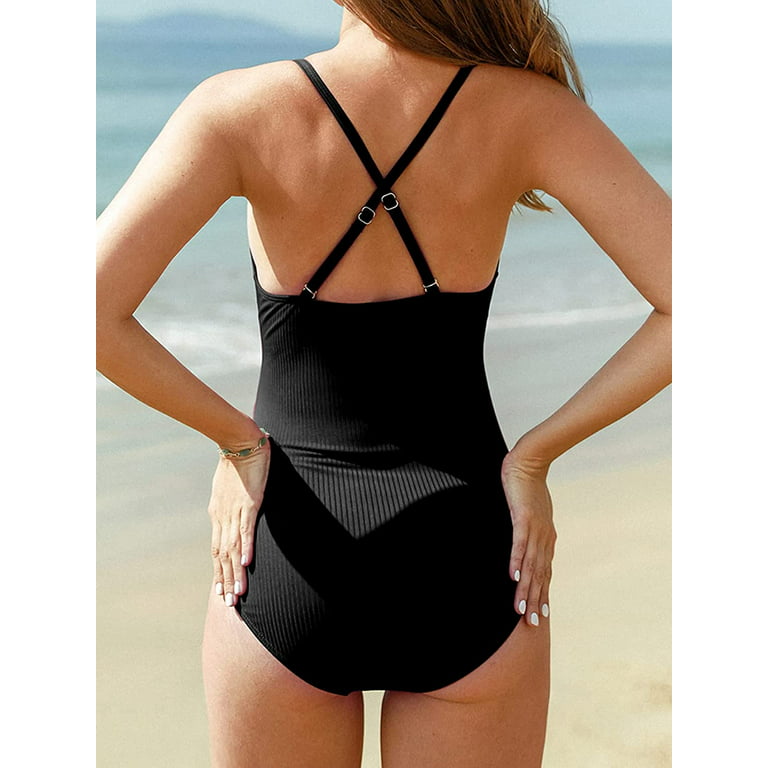 Summer Mae Maternity Swimsuit One Piece Bathing Suit Button Neck Cross Back  Black S : : Clothing, Shoes & Accessories