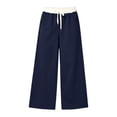 thumbnail image 7 of Nfurl Women's Baggy Sweatpants Wide Leg Pants for Women Sweatpants Pockets Elastic Waist Drawstring Casual Comfy Fleece Lined Sweat Pants Fall Winter Navy,XXL, 7 of 7