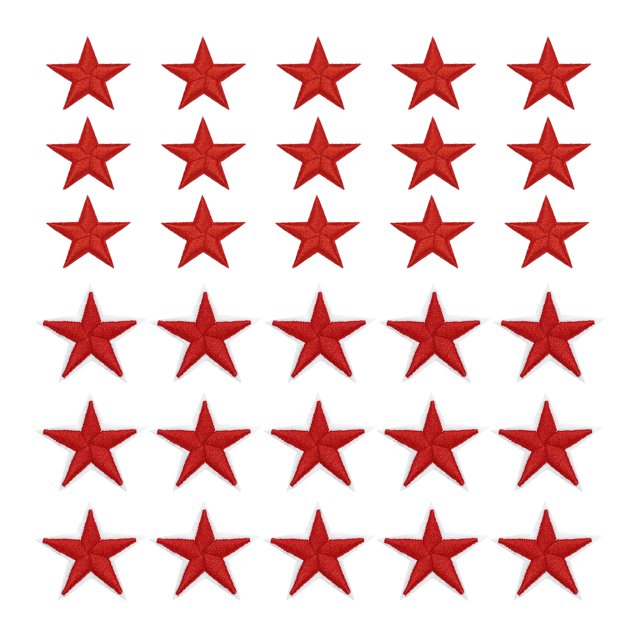 Parches de Plancha en Forma de Estrella Uxcell Parches Bordados 2.9/4.1x2.9/3.9cm Aplicaciones Embellecimientos de Ropa para Reparación de Ropa Decoración de Mochilas Rojo Brillante Paquete de 30