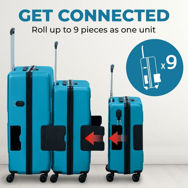TACH V3 Connectable Hardside Luggage Set, 3 Piece Set, Sky Blue