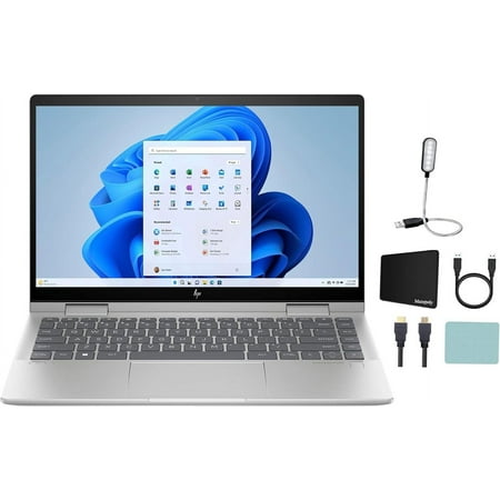 HP ENVY 14" FHD Touch-Screen 2-in-1 Laptop, Intel Core i5-1335U(Beats i7-1260U), 8GB Memory, 512GB SSD, Backlit KB, Fingerprint Reader, Windows 11 Home, Natural Silver + Mazepoly Accessories