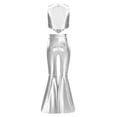 thumbnail image 4 of SiiRoh Girls Shiny Sequins Metallic 70s Disco Hippie Clothes Set Fringed Tank Top Split Flares Pants Latin Dance Outfit Silver 10, 4 of 7