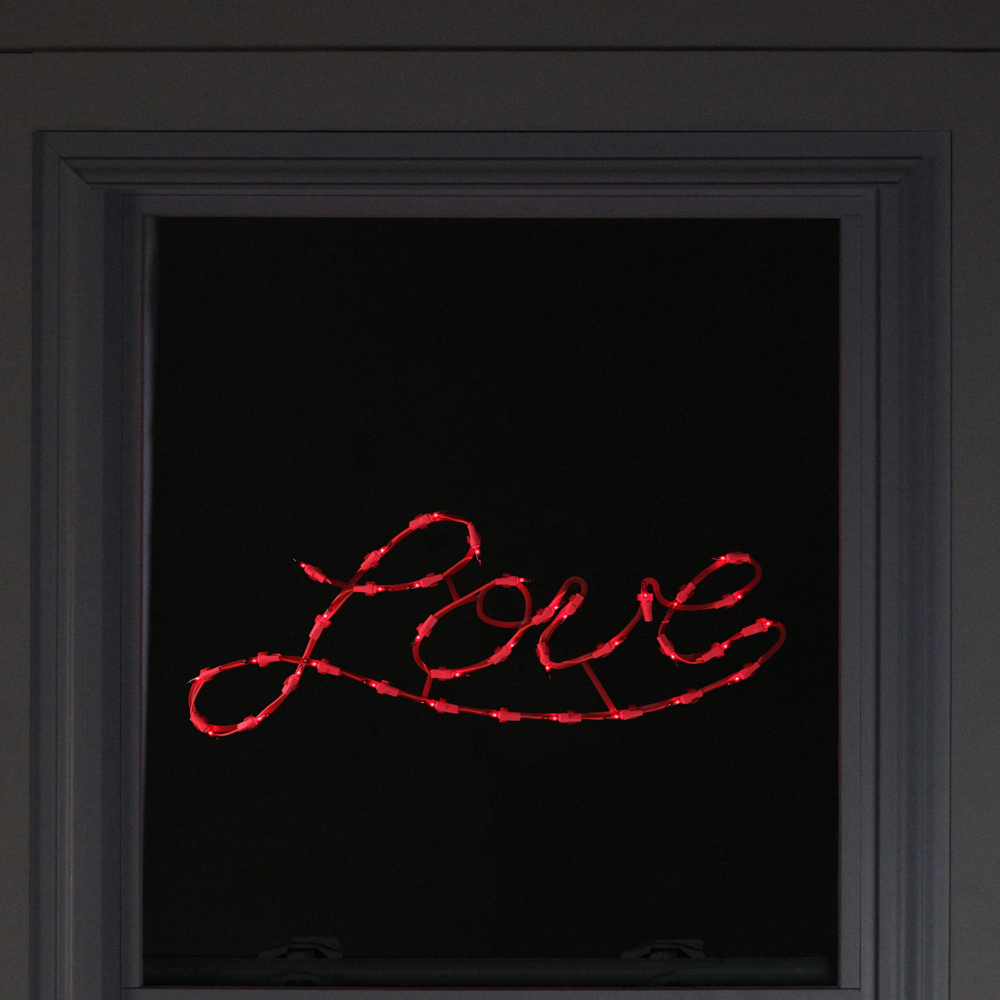 17" Lighted Red Love Script Valentine's Day Window Silhouette