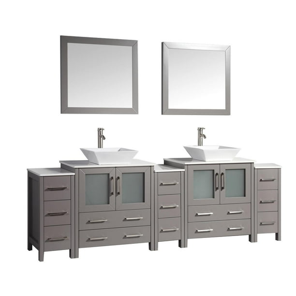 Vanity Art 96 inch double sink bathroom vanity set with ceramic vanity