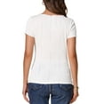 thumbnail image 3 of INSPIRAR CHIC Blusa de Manga Corta con Cuello Redondo y Punto Acanalado para Mujeres S Blanca, 3 of 5