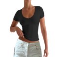 thumbnail image 2 of ZyeKqe Going out Tops for Women Short Sleeve Shirts Deep V Neck T Shirts Stretchy Slim Fitted Tees, 2 of 7