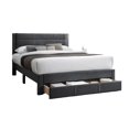 thumbnail image 6 of Bed Frame Luxury Contemporary Look 1pc Queen Size Bed w Storage Drawer Charcoal Corduroy Headboard Bedframe, 6 of 8