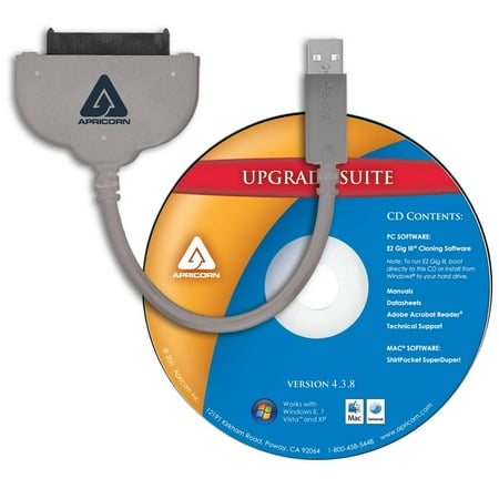 Drive Kit Notebook SATA Wire Notebook Hard Drive Upgrade Kit with USB 3.0 Connection ASW-USB3-25 (Grey), Connects to any 2.5 inch SATA Hard Drive or Solid State.., By Apricorn ()