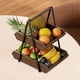 thumbnail image 5 of Bandeja de frutas, bandeja de aperitivos de dos niveles, estante para almacenar frutas y verduras, bandeja para servir Marrón oscuro L, 5 of 9