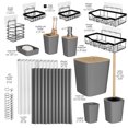 thumbnail image 5 of Hearth & Harbor 24 Piece Bamboo Bathroom Sets, Gray Bathroom Accessories Set and Shower Caddy Set, 5 of 8