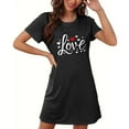 thumbnail image 4 of Chemises de Nuit pour Femmes Manches Courtes Chemises de Nuit pour Dormir Nuisette à Enfiler Douce Mignonne Imprimée Robe de Nuit Robes pour Femmes Tenue de Nuit Robe de Pyjama Pyjamas pour Femmes Noir G, 4 of 5