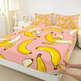 thumbnail image 3 of jejeloiu Banana Full Size Sheets,Tropical Fruit Bed Sheets,Yellow Pink Sheet Sets For Girls,Microfiber Bedroom Decor,4pcs, 3 of 7