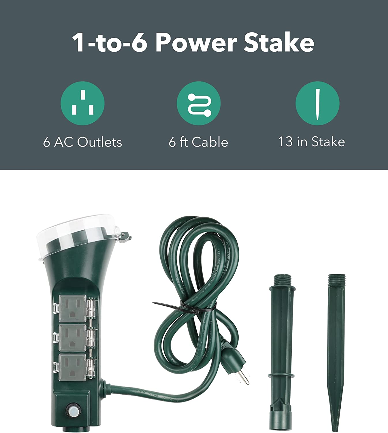 BN-LINK Outdoor Power Stake with 6 Outlets, 6ft Cord photo 8