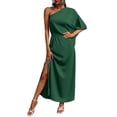 thumbnail image 2 of Sunloudy - Vestido de noche largo de verano para mujer, color sólido, sin espalda, con abertura alta, un hombro Sunloudy  S M L XL, 2 of 9