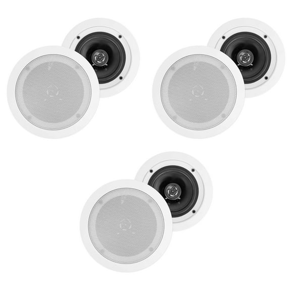 (6) Rockville HC55 5.25" 300 Watt White In-Ceiling Home Theater Speakers 8 Ohm