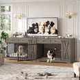 thumbnail image 3 of Homfa Dog Crate with Storage Cabinet and 2 Drawers, Indoor Furniture Style Wooden Large Dog Kennel, Wash Gray, 3 of 8