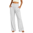 thumbnail image 2 of DIOAZUD Women's Wide Leg Yoga Pants with Pockets High Waisted Loose Fit Stretch Leggings for Pilates Athletic White S-XXXL, 2 of 9