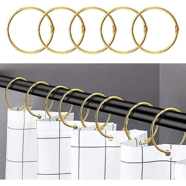 Gold - 24 Shower Curtain Rings, Rustproof Bathroom Hooks, Decorative Round Shower  Curtain Rings and Shower Curtain Rod Hooks 