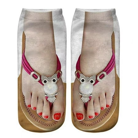 Casual Adult Unisex Soft Ballet Pattern Socks Comfortable 3D Print Ankle Socks Flip Flops Design Socks Low Cut Ankle Sock Novelty Socks 11