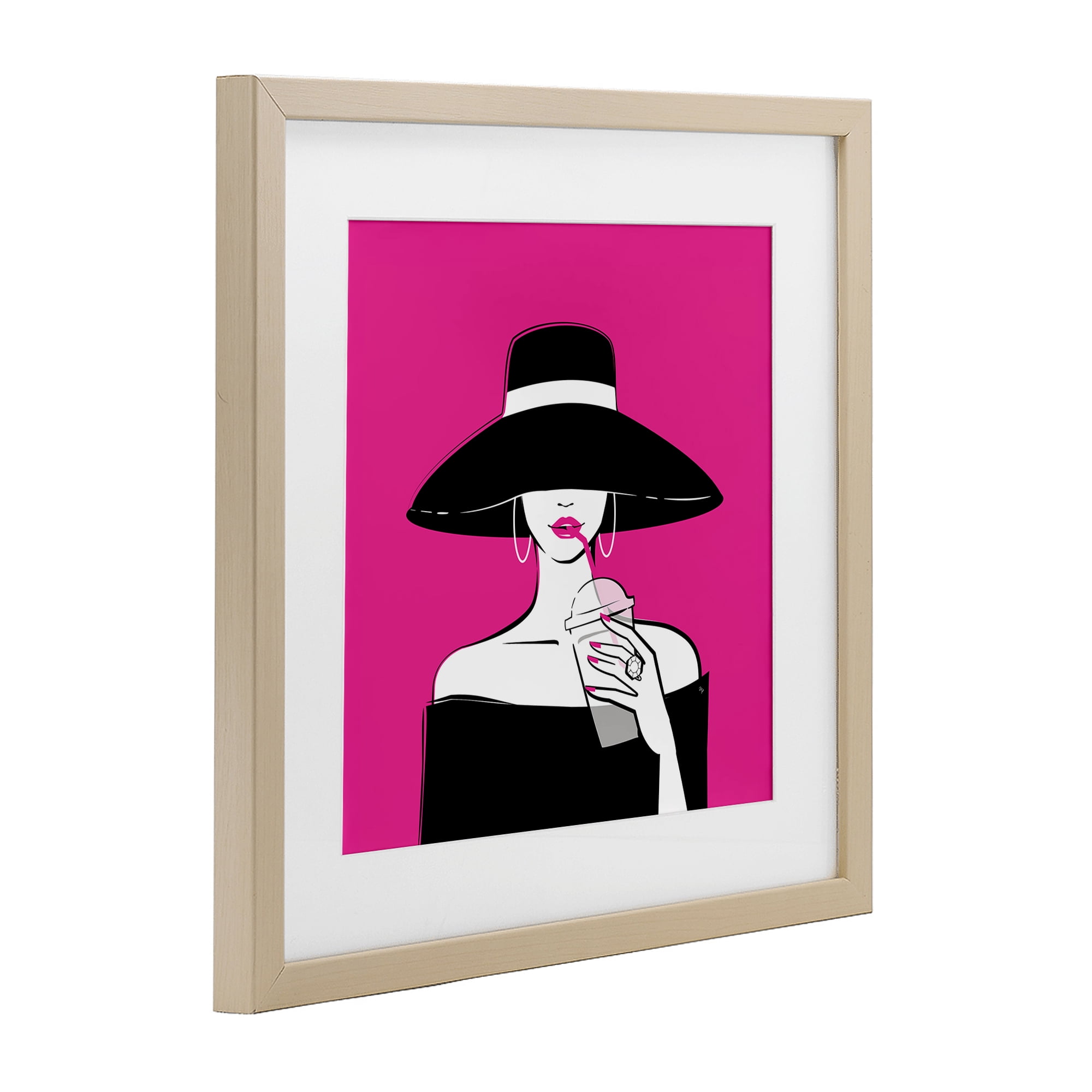 Stupell Industries Black Hat Glamourous Woman Birch Framed Print Under Glass, design by Martina Pavlova