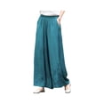 thumbnail image 5 of Lumtrix Wide Leg Linen Pants for Woman High Waisted Flowy Comfy Palazzo Pants Embroidery Graphic Work Trousers Blue XL, 5 of 6