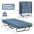 thumbnail image 2 of Gymax Folding Bed with Mattress Portable Rollaway Guest Cot Memory Foam Made in Italy Navy, 2 of 10