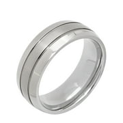 Men's Titanium Grooved Dome Wedding Band - Mens Ring