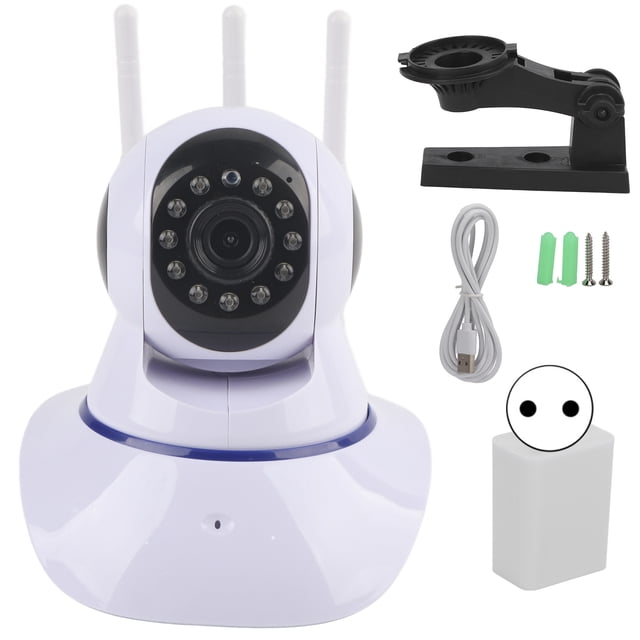 Cámara IP inalámbrica WiFi Detección de movimiento Visión nocturna infrarroja Audio bidireccional Cámara PTZ 3 antenas Enchufe 100-240VEU