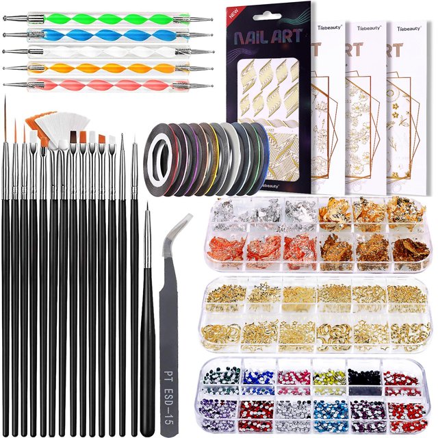 Juego de manicura completo, herramientas de bricolaje para manicura, pegatinas para uñas, remaches huecos y brocas para joyería
