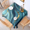 thumbnail image 2 of Blue Gold Marble Pattern Square Tablecloth,Waterproof Square Table Cover,Wipeable Spillproof Washable Table Cover for Home Kitchen Party Decor 42"X42"(107x107cm), 2 of 6