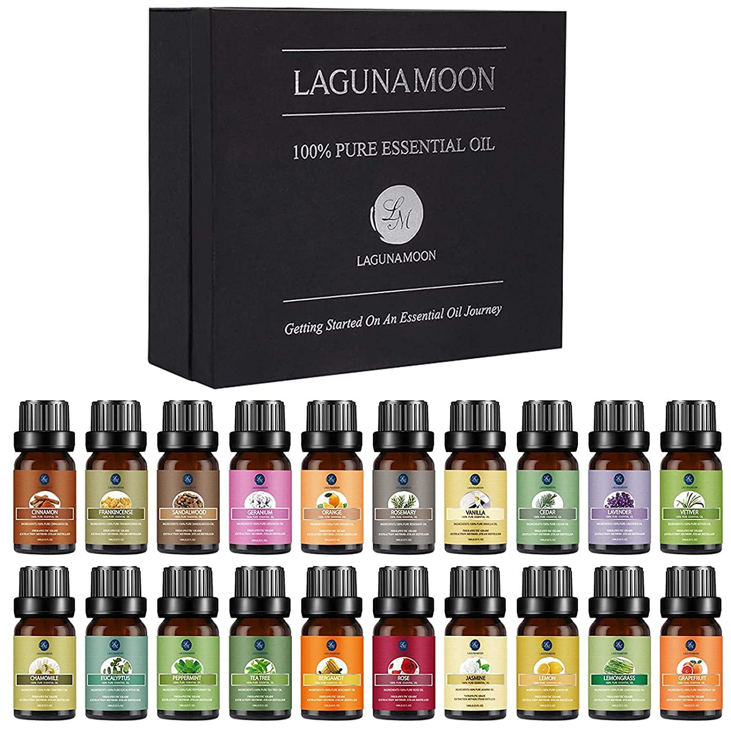 LAGUNAMOON 20Pcs Pure Organic Essential Oils Aromatherapy Fragrances