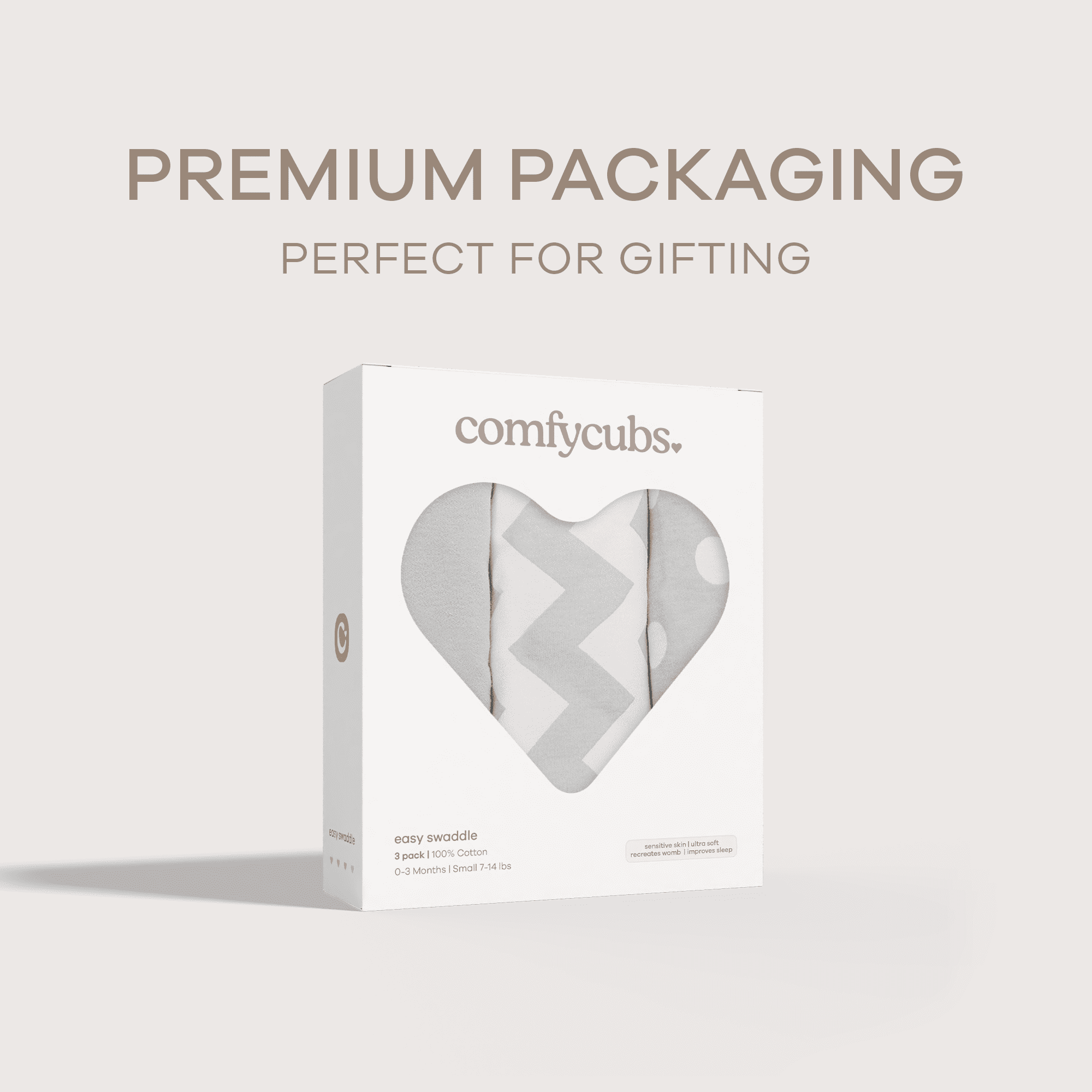 Comfy Cubs Baby Swaddles, Easy Adjustable 3 Pack for Boys and Girls (Small 0-3 Months, Gray)